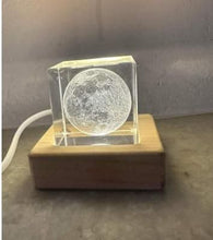 Load image into Gallery viewer, 3D Crystal Cube Moon with LED Night Lamp
